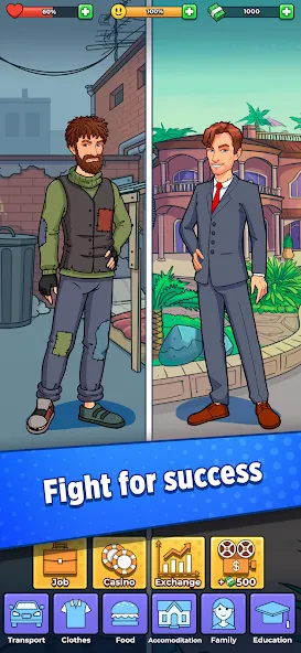 Hobo Life: Business Simulator — Взломанная версия (Безлимитные деньги и ресурсы) — скриншот 1