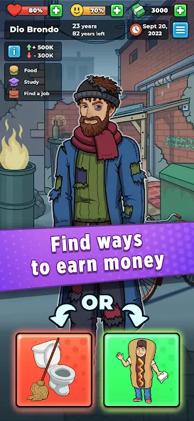 Hobo Life: Business Simulator — Взломанная версия (Безлимитные деньги и ресурсы) — скриншот 3