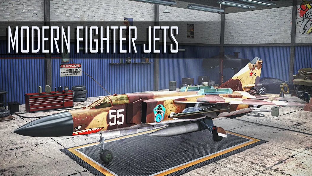 Скачать взломанную Jet Fighter: Sky Combat 3D — Безлимитные деньги и патроны — скриншот 3