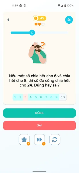 Chọn Đúng Sai на Андроид — Мод Mở khóa tất cả câu hỏi — скриншот 2