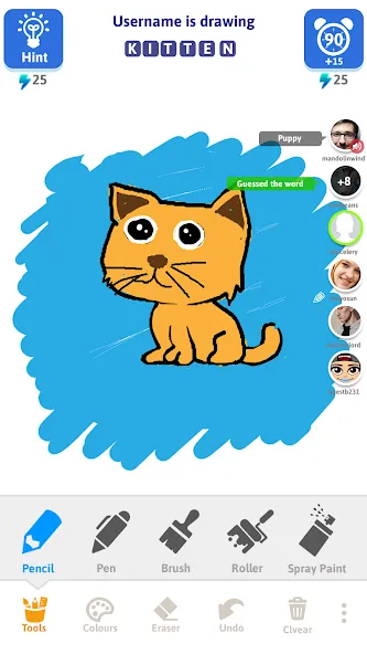 Draw N Guess Multiplayer MOD APK — Много игроков и безлимитные подсказки — скриншот 1