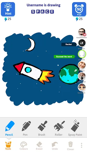 Draw N Guess Multiplayer MOD APK — Много игроков и безлимитные подсказки — скриншот 3