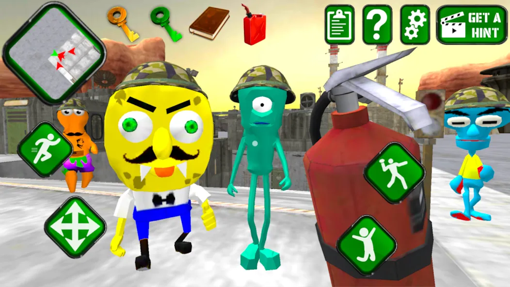 Sponge Area 51. Neighbor Alien MOD APK — Безлимитные патроны и ускоренный бег — скриншот 2
