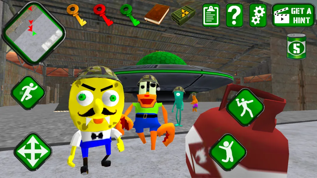 Sponge Area 51. Neighbor Alien MOD APK — Безлимитные патроны и ускоренный бег — скриншот 3
