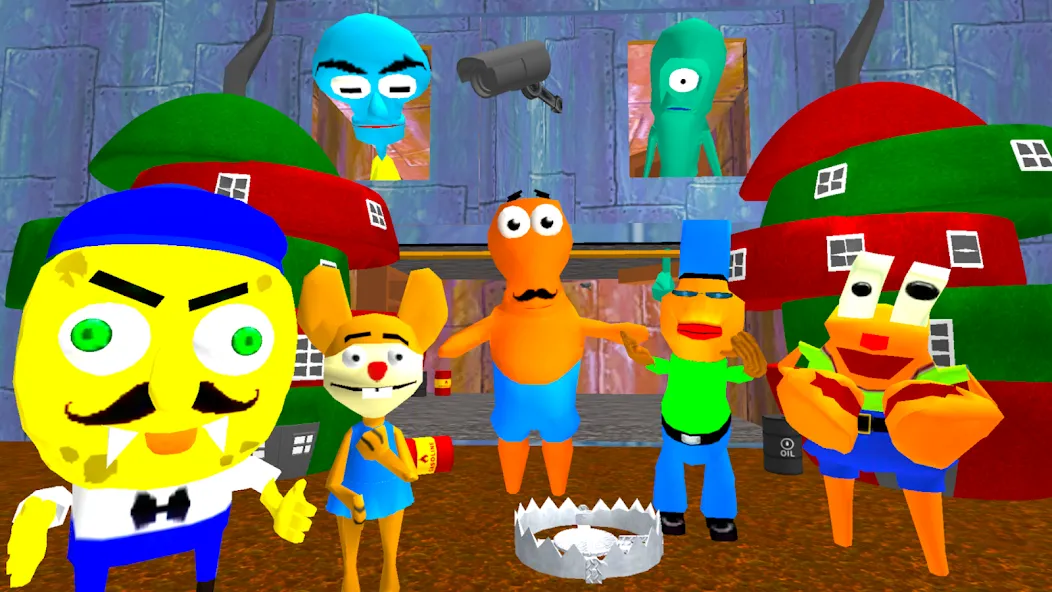 Sponge Neighbor Escape 3D MOD APK на Android — Открыты все уровни и подсказки — скриншот 1