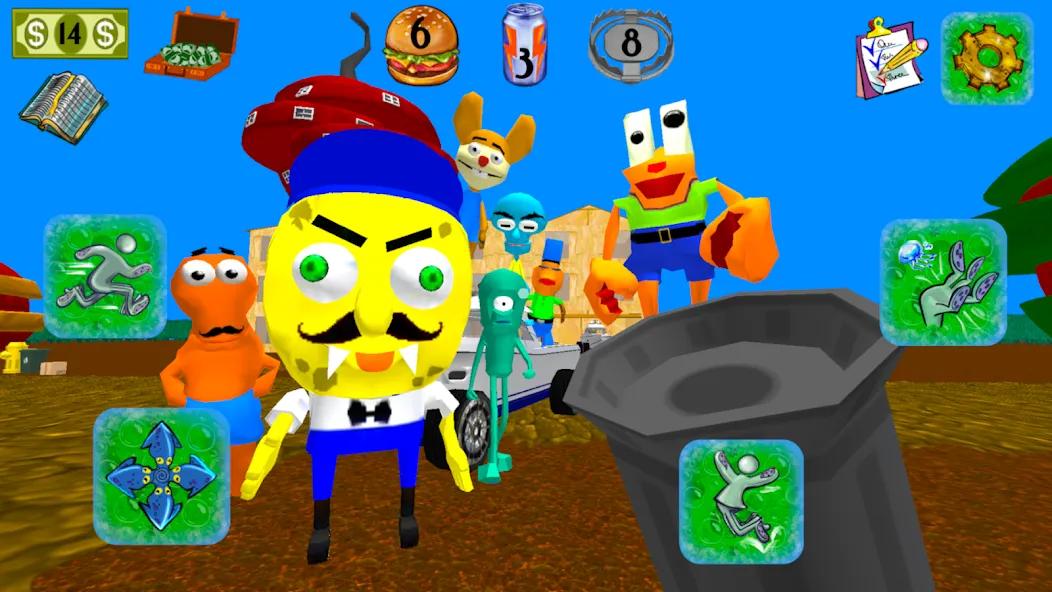 Sponge Neighbor Escape 3D MOD APK на Android — Открыты все уровни и подсказки — скриншот 3