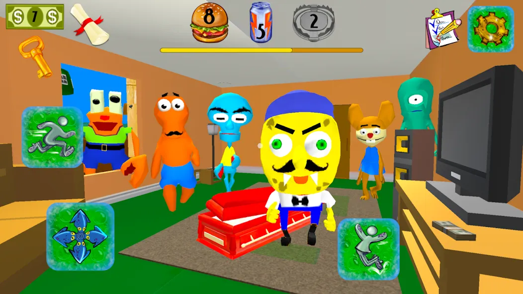 Sponge Neighbor Escape 3D MOD APK на Android — Открыты все уровни и подсказки — скриншот 4