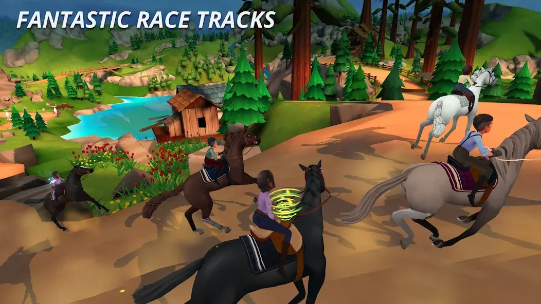 Скачать Wildshade: Fantasy Horse Races на Андроид — Безлимитные деньги и ускорение лошадей — скриншот 1