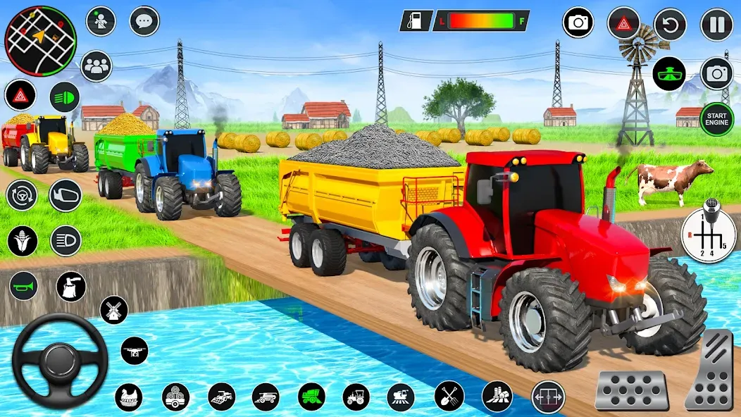 Real Tractor Driving Games на Андроид — Мод Безлимитное топливо и открыты все тракторы — скриншот 1