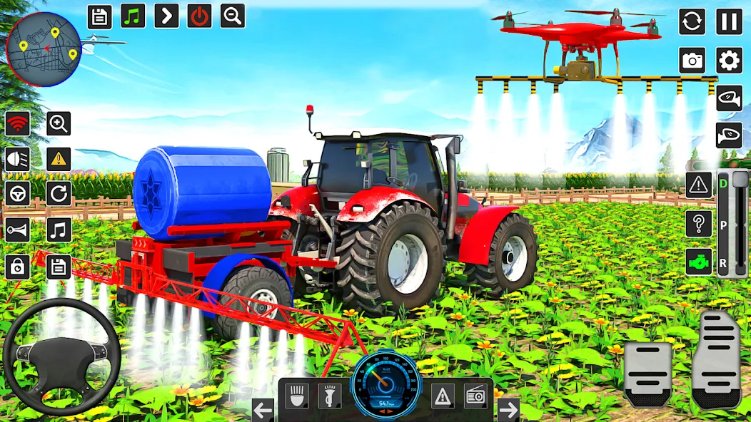 Real Tractor Driving Games на Андроид — Мод Безлимитное топливо и открыты все тракторы — скриншот 4