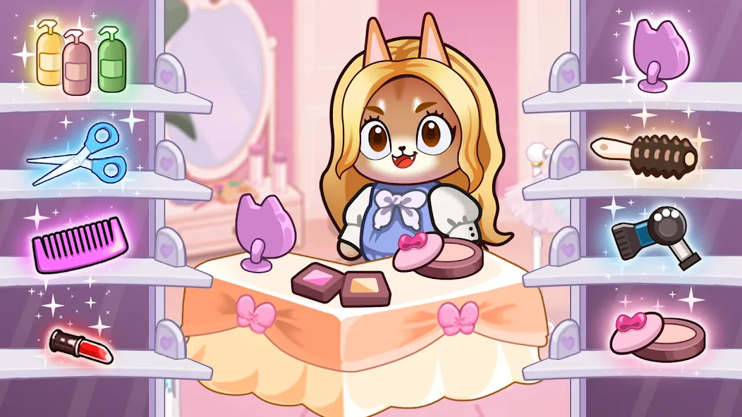 Idle Cat Makeover: Hair Salon Mod APK Безлимитные деньги и всё открыто — Скачать на Андроид — скриншот 1