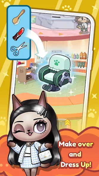 Idle Cat Makeover: Hair Salon Mod APK Безлимитные деньги и всё открыто — Скачать на Андроид — скриншот 5
