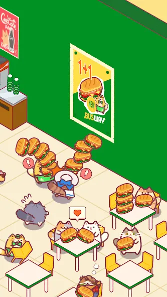 Скачать Cat Snack Bar: Cute Food Games (Мод: Безлимитные деньги и ресурсы) на Андроид — скриншот 3
