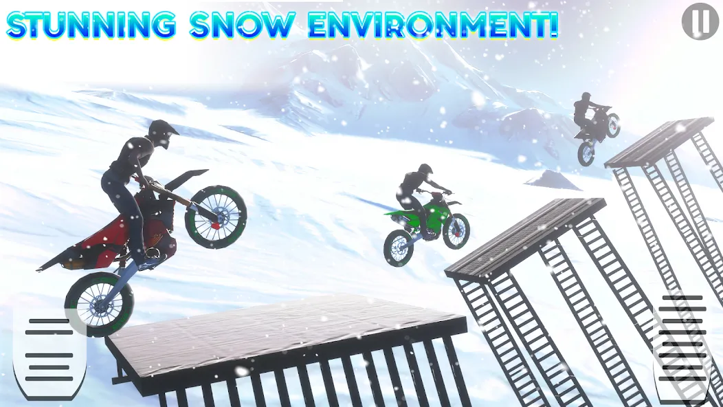 Snow Tricky Bike Stunt Race 3D — Взломанная версия (Безлимитные деньги и топливо) — скриншот 2