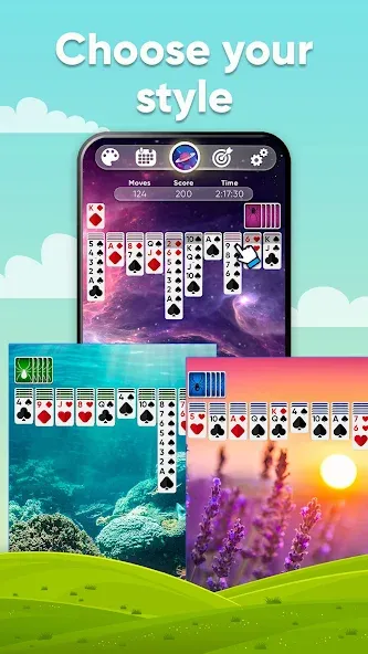 Взломанная Spider Solitaire на Андроид — Безлимитные подсказки и отмены ходов — скриншот 3