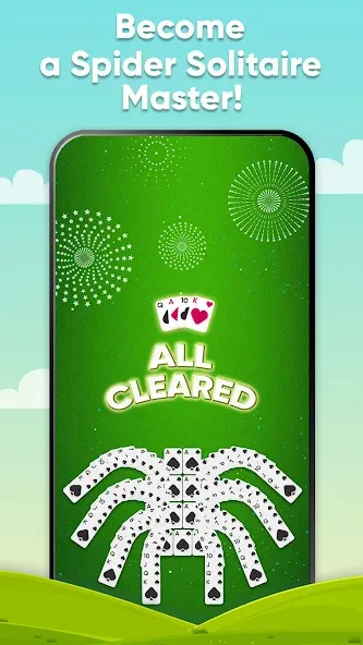 Взломанная Spider Solitaire на Андроид — Безлимитные подсказки и отмены ходов — скриншот 5