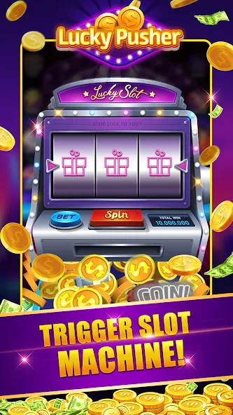 Взломанная Lucky Cash Pusher Coin Games на Андроид — Безлимитные монеты и бонусы — скриншот 2