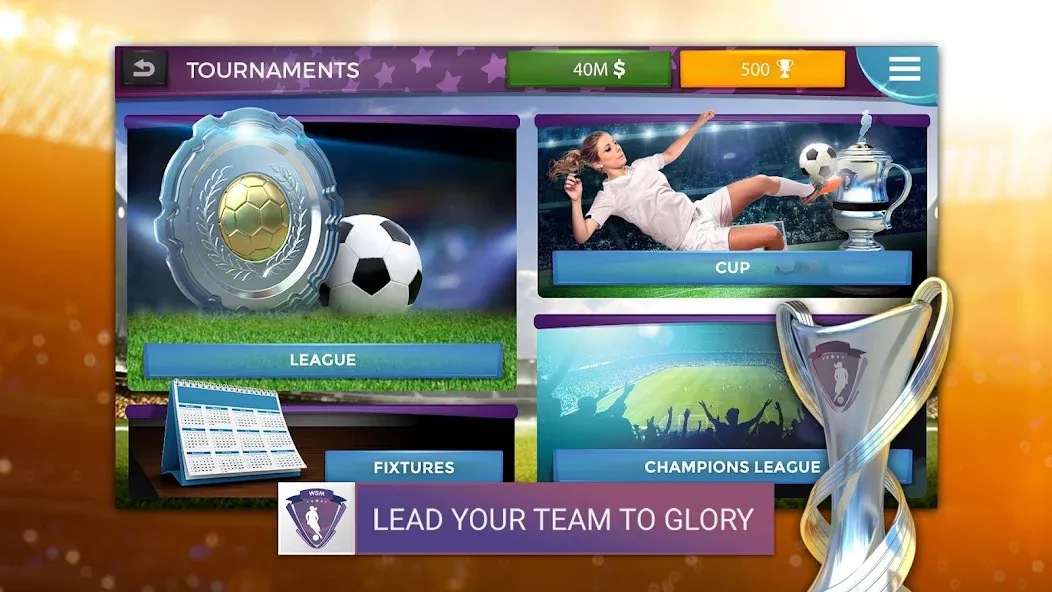 Скачать WSM - Women's Soccer Manager — Последняя версия (Безлимитные деньги и ресурсы) — скриншот 4