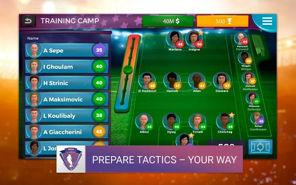 Скачать WSM - Women's Soccer Manager — Последняя версия (Безлимитные деньги и ресурсы) — скриншот 5