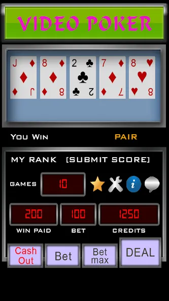 Скачать взлом Video Poker на Андроид — Безлимитные деньги и открыты все режимы — скриншот 4