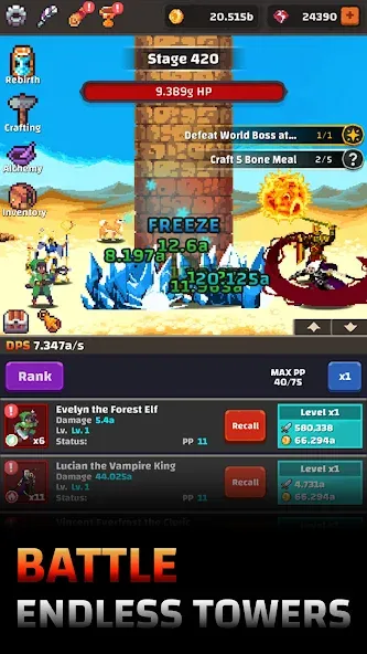 Скачать взломанную Tower Quest: Pixel Idle RPG — Безлимитные ресурсы и герои — скриншот 1 Скачать взломанную Tower Quest: Pixel Idle RPG — Безлимитные ресурсы и герои — скриншот 1