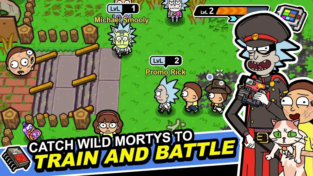 Rick and Morty: Pocket Mortys на Андроид — Мод Безлимитные деньги и все персонажи — скриншот 1