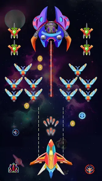 Galaxy Shooting: Alien Attack — Мод: Безлимитные деньги и усиленное оружие — скриншот 2