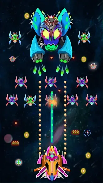 Galaxy Shooting: Alien Attack — Мод: Безлимитные деньги и усиленное оружие — скриншот 3