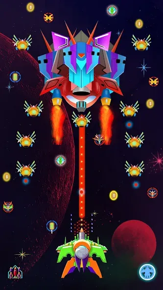 Galaxy Shooting: Alien Attack — Мод: Безлимитные деньги и усиленное оружие — скриншот 5