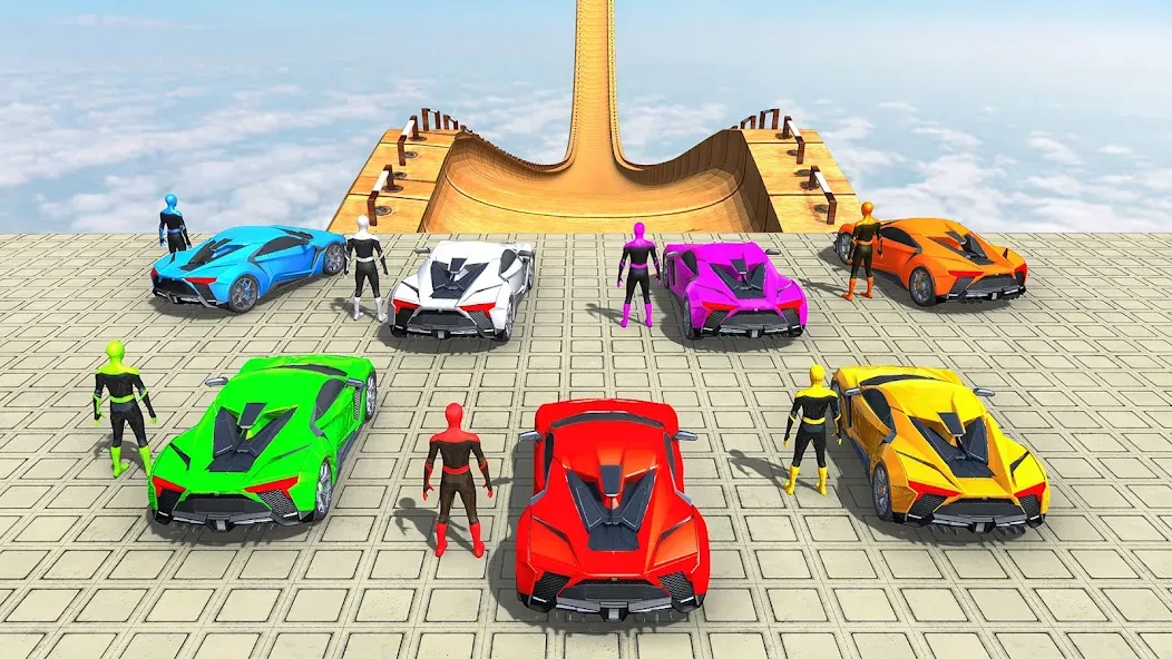 Взломанная Mega Ramp Car Games Car Stunts на Андроид — Безлимитные деньги и все машины — скриншот 1