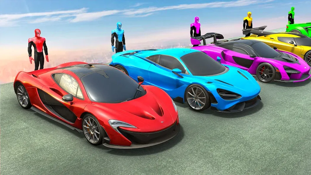 Взломанная Mega Ramp Car Games Car Stunts на Андроид — Безлимитные деньги и все машины — скриншот 2