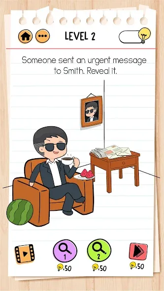 Brain Test 2: Tricky Stories MOD APK на Android — Безлимитные подсказки и открыты все уровни — скриншот 2