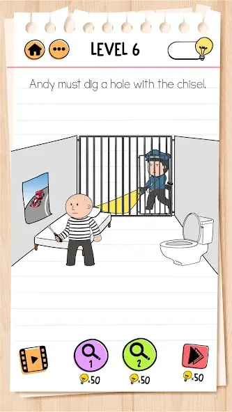 Brain Test 2: Tricky Stories MOD APK на Android — Безлимитные подсказки и открыты все уровни — скриншот 3