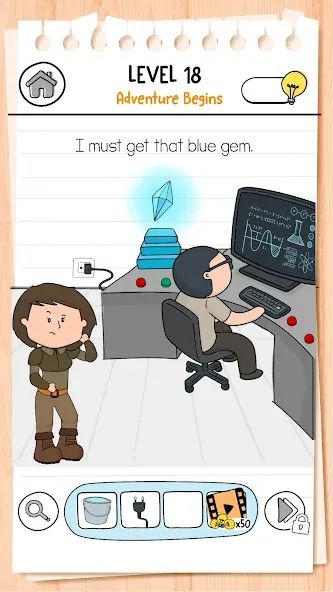 Brain Test 3: Tricky Quests — Мод: Безлимитные подсказки и все уровни — скриншот 1