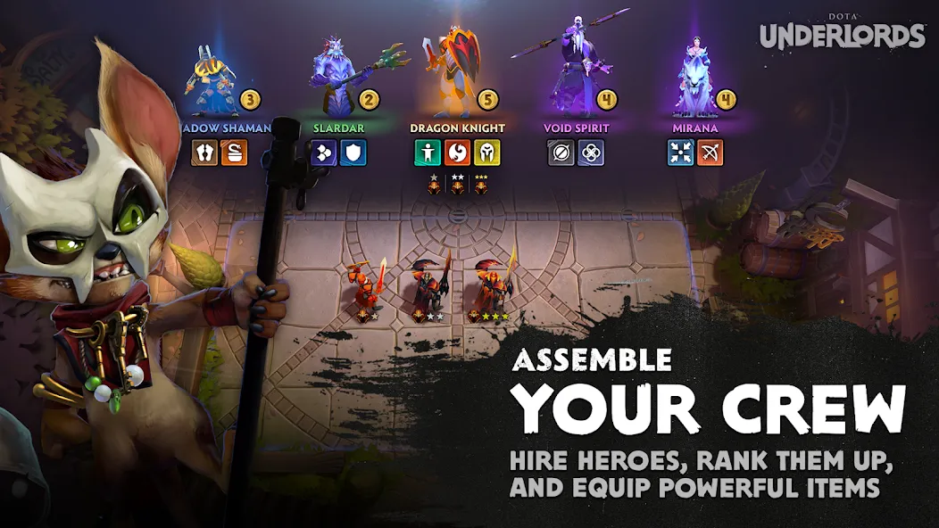 Взлом Dota Underlords — Безлимитные деньги и усиленные герои — скриншот 2