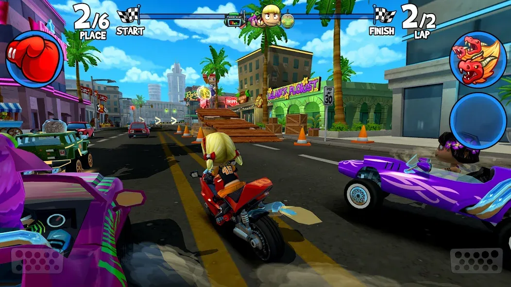 Взломанная Beach Buggy Racing 2 на Андроид — Безлимитные деньги и все машины — скриншот 2 Взломанная Beach Buggy Racing 2 на Андроид — Безлимитные деньги и все машины — скриншот 2