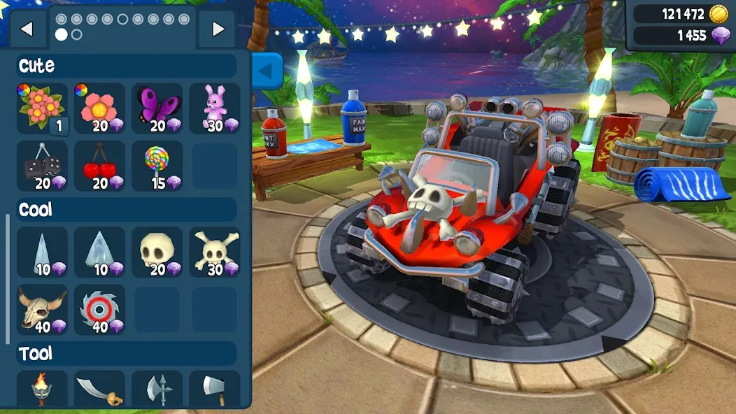 Взломанная Beach Buggy Racing 2 на Андроид — Безлимитные деньги и все машины — скриншот 4 Взломанная Beach Buggy Racing 2 на Андроид — Безлимитные деньги и все машины — скриншот 4