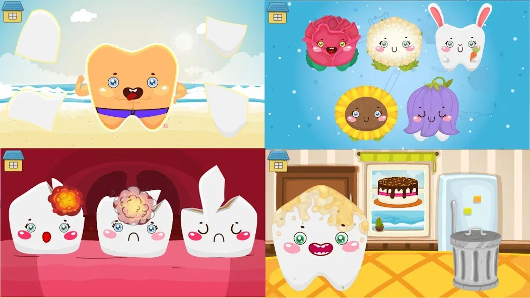 Скачать Funny Teeth kids dentist care! — Безлимитные деньги и все инструменты — скриншот 1