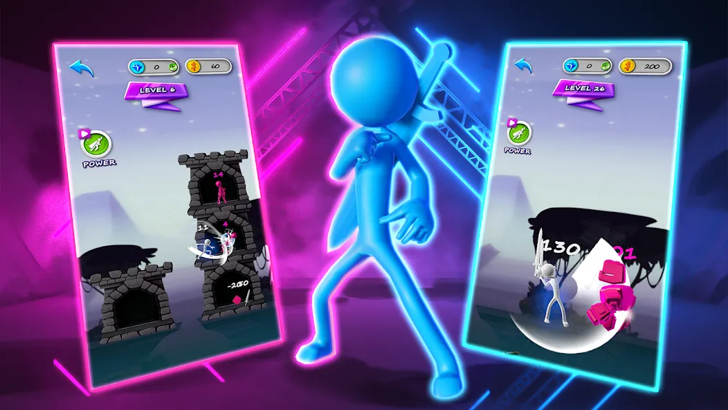 Скачать взломанную Stickman Tower Defense — Безлимитные деньги и усиленная защита — скриншот 1