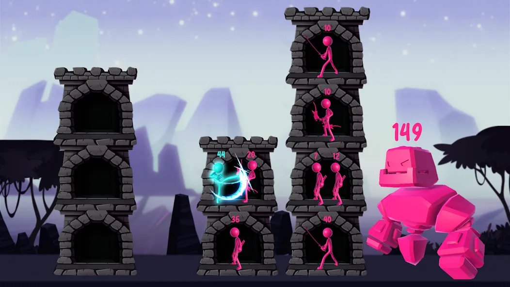Скачать взломанную Stickman Tower Defense — Безлимитные деньги и усиленная защита — скриншот 2