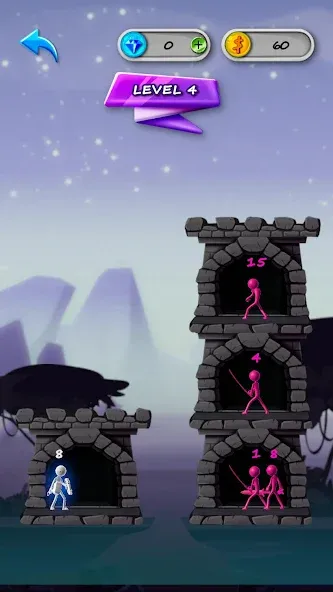 Скачать взломанную Stickman Tower Defense — Безлимитные деньги и усиленная защита — скриншот 3