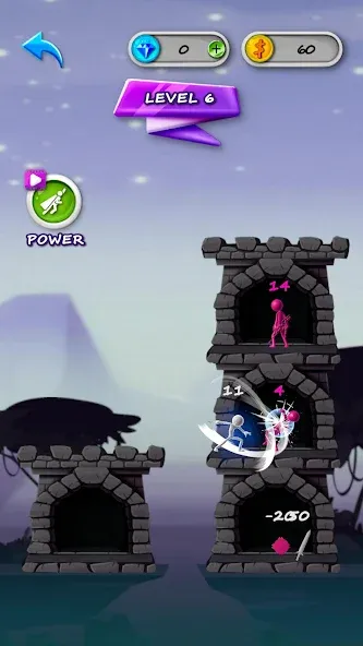 Скачать взломанную Stickman Tower Defense — Безлимитные деньги и усиленная защита — скриншот 4