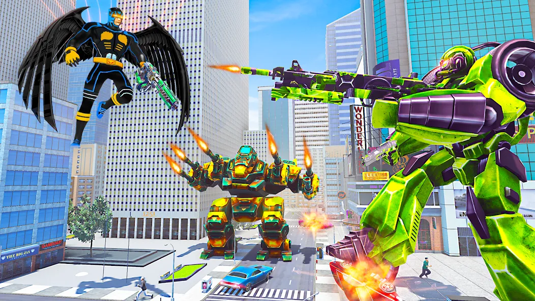 Flying Bat Robot Car Transform — Мод: Безлимитные деньги и все машины открыты — скриншот 5