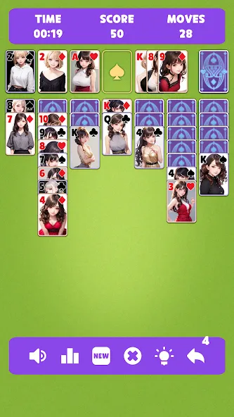 Sexy solitaire girls: ani card MOD APK на Android — Открыты все карты и девушки — скриншот 5