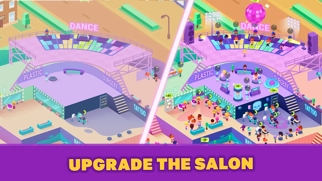 Скачать взломанную Idle Beauty Salon Tycoon — Безлимитные деньги и алмазы — скриншот 4 Скачать взломанную Idle Beauty Salon Tycoon — Безлимитные деньги и алмазы — скриншот 4