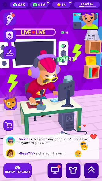 Idle Streamer - Tuber game — Взломанная версия (Безлимитные деньги и бонусы) — скриншот 5