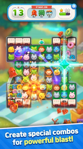 Anipang Match Mod APK Безлимитные жизни и усилители — Скачать на Андроид — скриншот 2