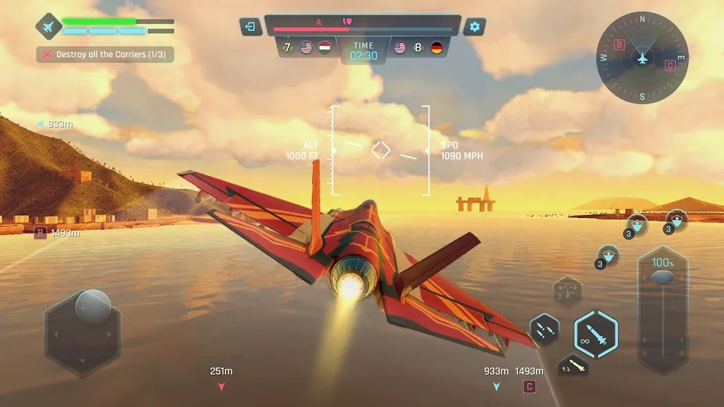 Sky Warriors: Airplane Games на Андроид — Мод Безлимитные деньги и улучшенное оружие — скриншот 2 Sky Warriors: Airplane Games на Андроид — Мод Безлимитные деньги и улучшенное оружие — скриншот 2