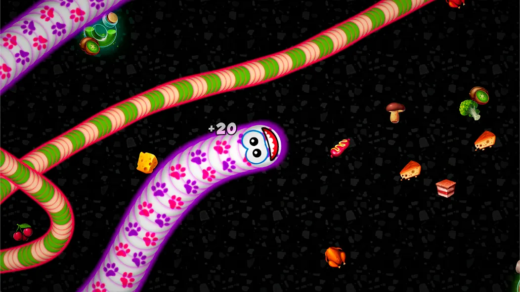 Worms Zone .io - Hungry Snake — Мод: Без рекламы и много монет — скриншот 1