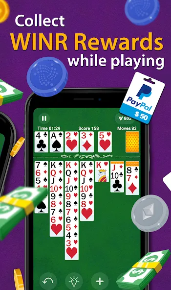 Solitaire - Make Money MOD — Безлимитные деньги и бонусы на Андроид — скриншот 2